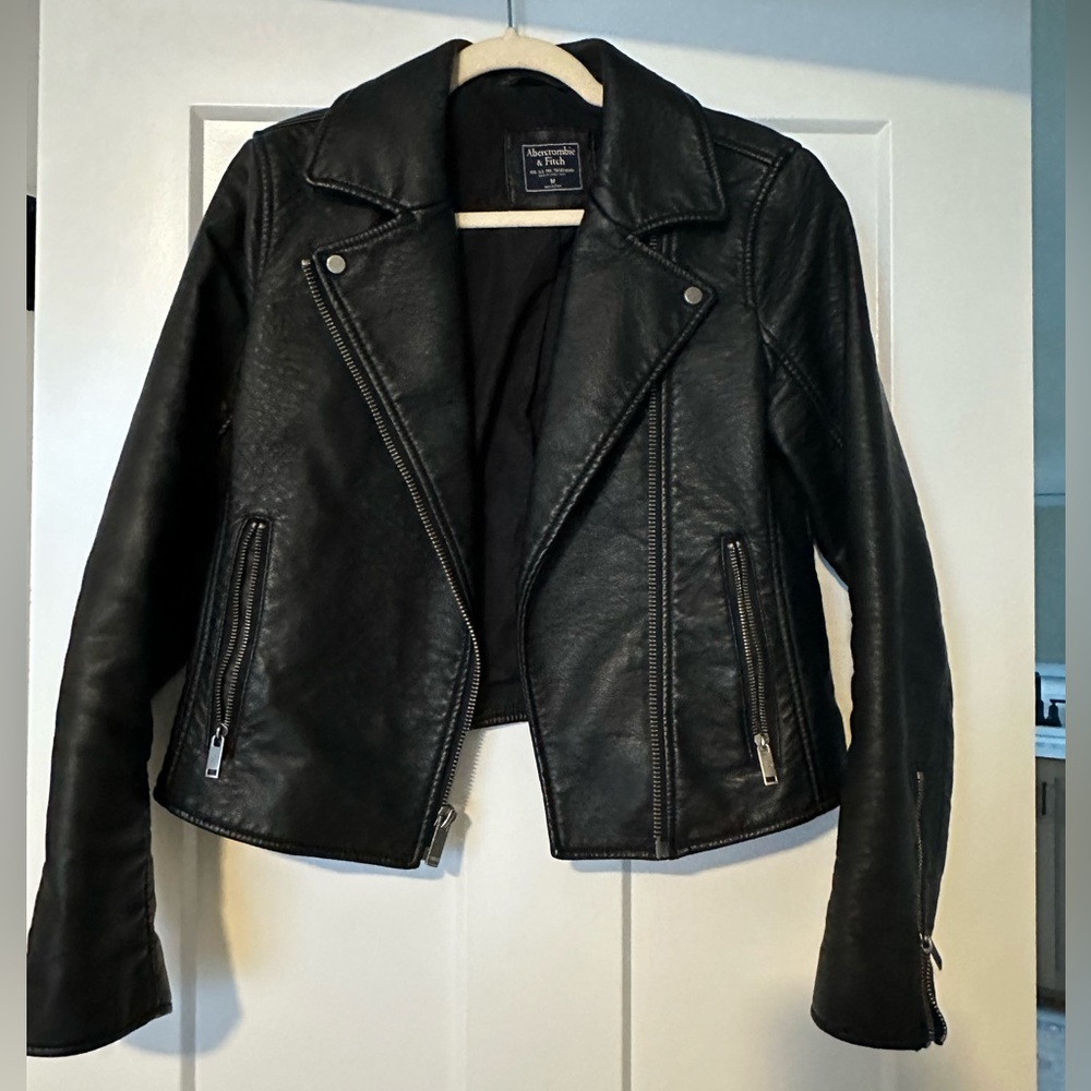 Abercrombie black leather jackett